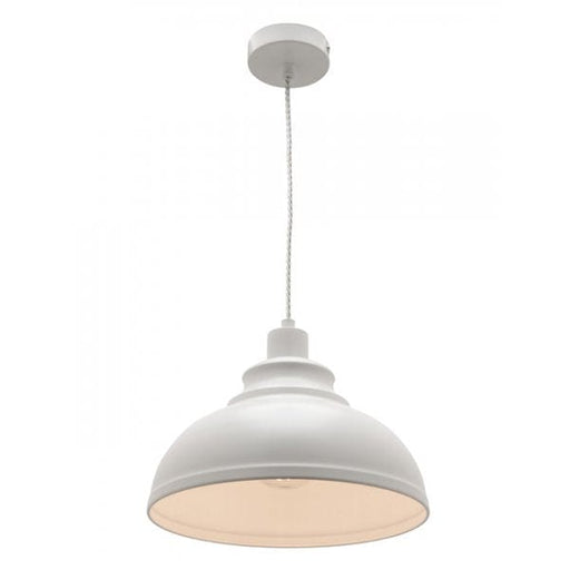 RISTO - Plain White Dome 1 Light Pendant With Clear Twisted Cord Cougar