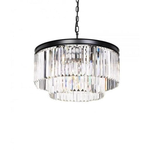 SERENE - Elegant Round Layered Antique Black 9 Light Pendant Featuring Crystal Highlights-telbix SERENE PE09-BK