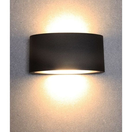 TAMA - Modern Curved Black Aluminium 6.8W Warm White LED Exterior Wall Light - IP54 CLA