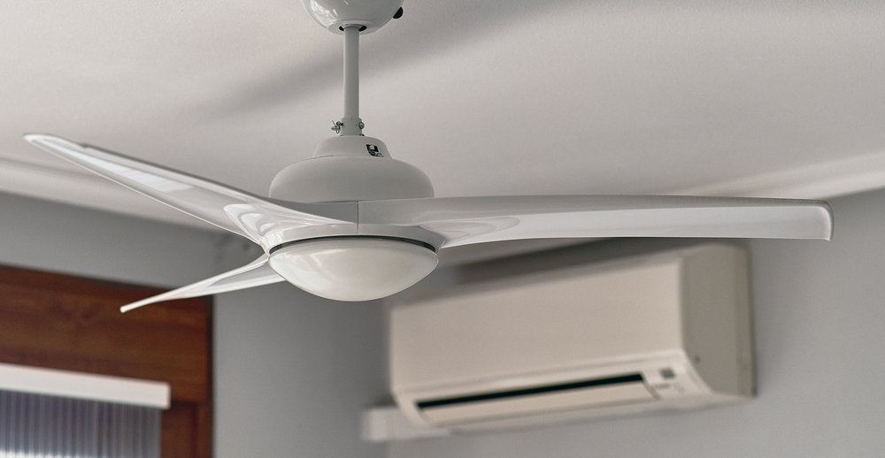 ceiling fan and air conditioner on wall