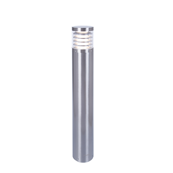 MARINE GRADE 316 STAINLESS STEEL BOLLARD IK10 WITH GRILLE E27 LAMP HOLDER IP65 D140X800MM