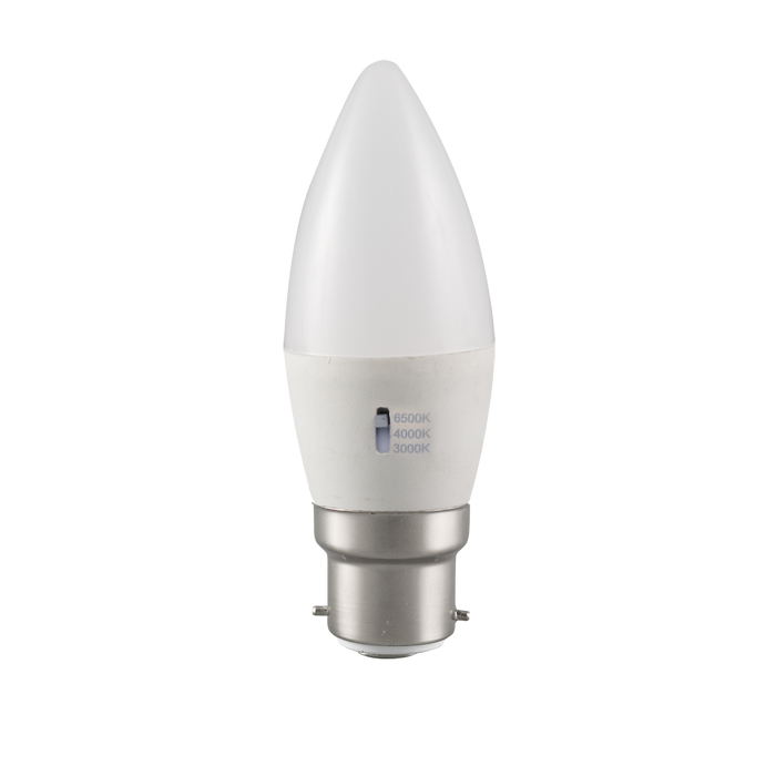 LED CANDLE 5W B22 3CCT SWITCHABLE - SINGLE BOX - NON DIMMABLE.