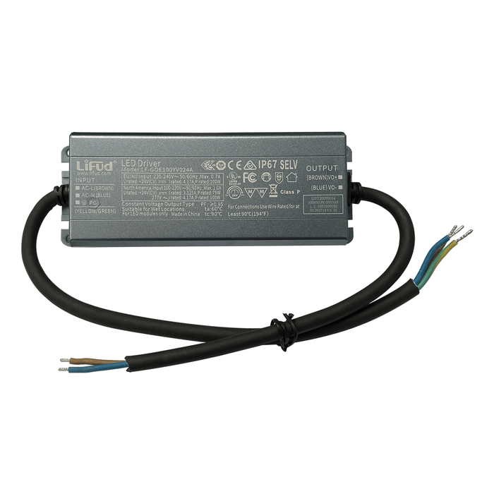 100W 24V WP CV DRIVER WITH FLY LEADS IP67 LIFUD