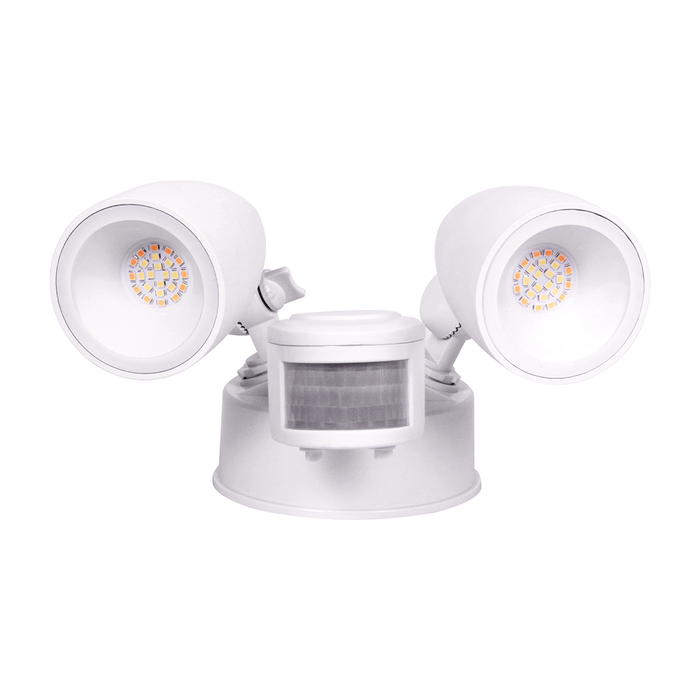 TWIN 2X10W SECURITY SPOT LIGHT 3CCT WHITE WITH SENSOR