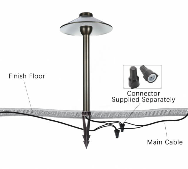 Solid Cast Brass Pathway Light with 203mm Shade (Available in 305mm, 381mm, 457mm & 610mm Post Height ,2700K & 3000K)