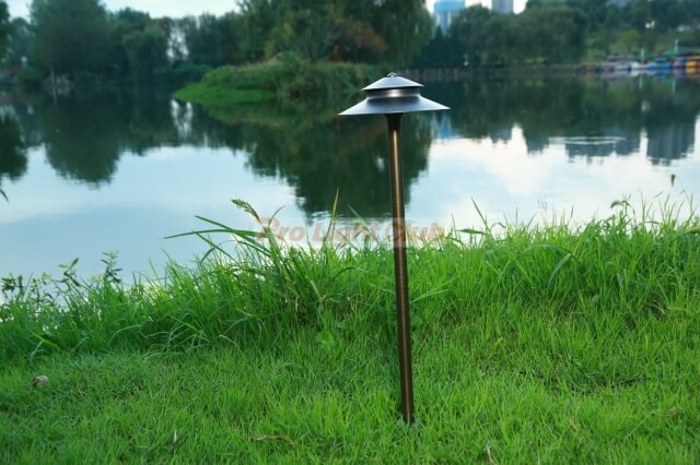 Brass 3.5W Pathway and Area Light with 148mm 2 Tier Shade (Available in 305mm, 381mm, 457mm & 610mm Post Height ,2700K & 3000K)