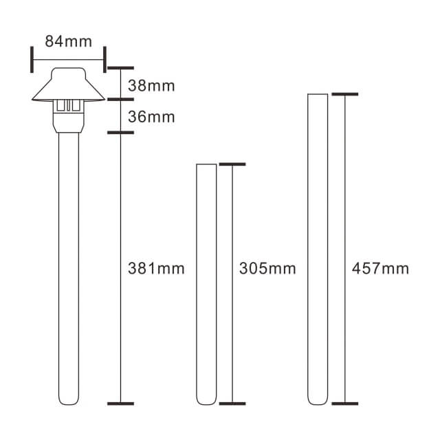 Die Cast Aluminum Pathway Light with 84mm Shade (Available in Black & Brown,2700K & 3000K)