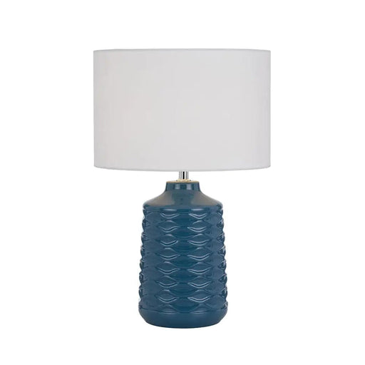 Telbix AGRA: Ceramic Table Lamp with Fabric Shade (Avail in Blue, Butterscotch & White)