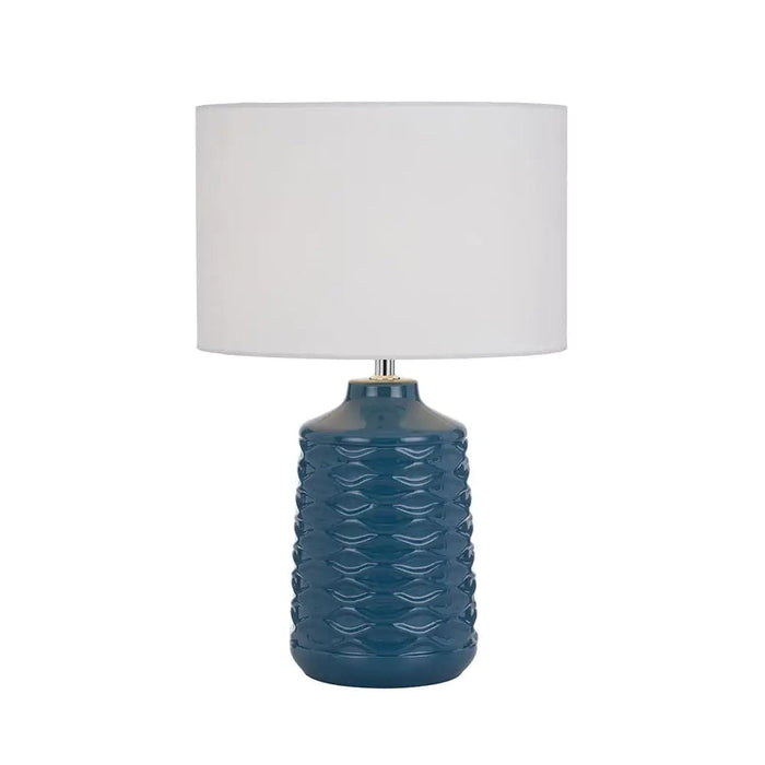 Telbix AGRA: Ceramic Table Lamp with Fabric Shade (Avail in Blue, Butterscotch & White)