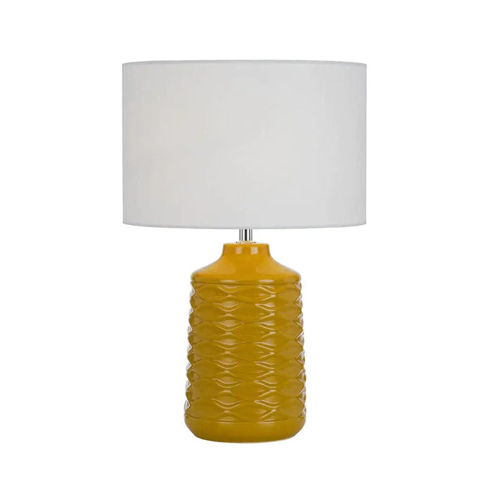 AGRA: Ceramic Table Lamp with Fabric Shade (Avail in Blue, Butterscotch & White)