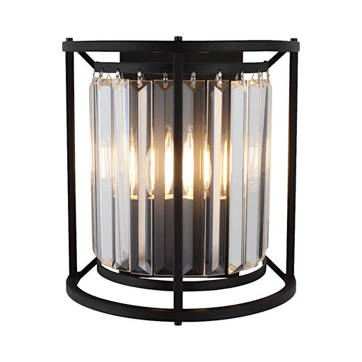 Cougar AMELIA: 2 Light Black Clear Crystal Prisms Wall Light