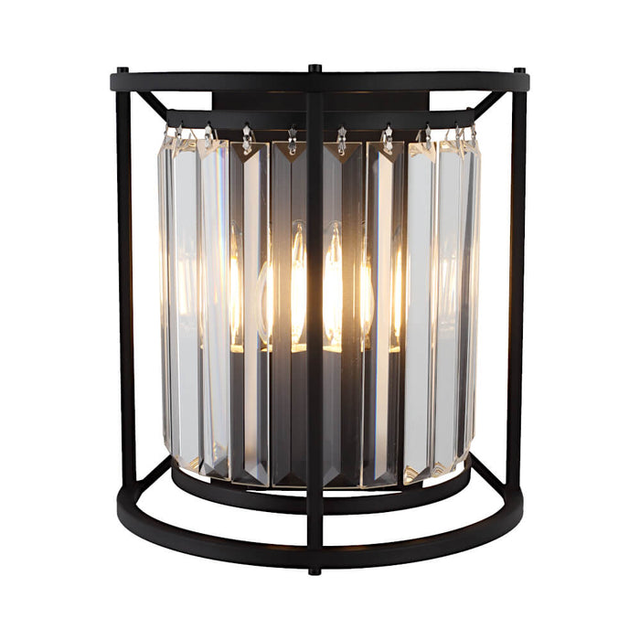 Cougar AMELIA: 2 Light Black Clear Crystal Prisms Wall Light