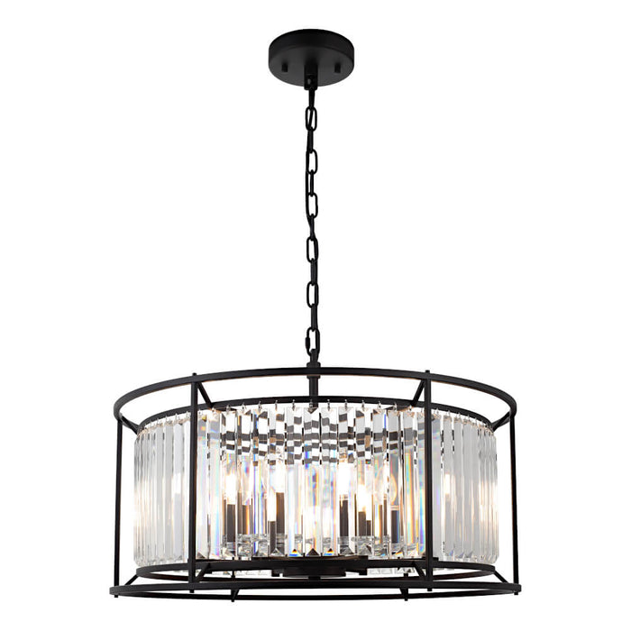 AMELIA: Black Clear Crystal Prisms Pendant Light (Available in 1 Light, 3 Light, 6 Light & 8 Light)