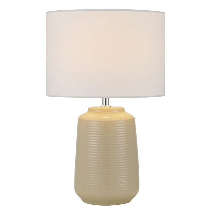 ANNI: Ceramic Table Lamp with White Fabric Shade (Avail in Cream & Grey)