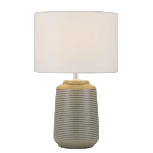 Telbix ANNI: Ceramic Table Lamp with White Fabric Shade (Avail in Cream & Grey)