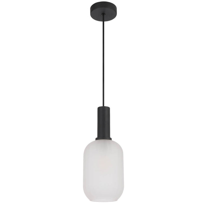 AOSTA: Black Modern 1 Light Frosted Glass Pendant Light (Available in 13cm, 15cm & 20cm)