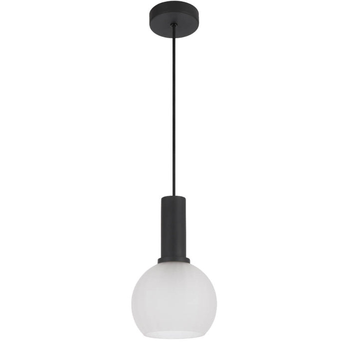 AOSTA: Black Modern 1 Light Frosted Glass Pendant Light (Available in 13cm, 15cm & 20cm)