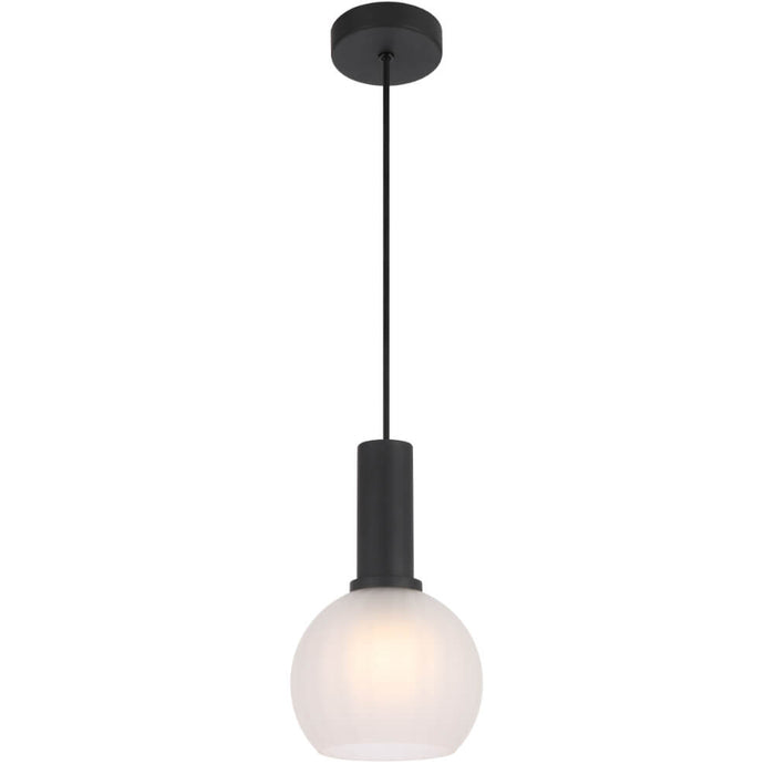 AOSTA: Black Modern 1 Light Frosted Glass Pendant Light (Available in 13cm, 15cm & 20cm)