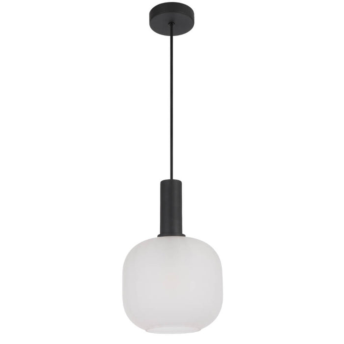 AOSTA: Black Modern 1 Light Frosted Glass Pendant Light (Available in 13cm, 15cm & 20cm)