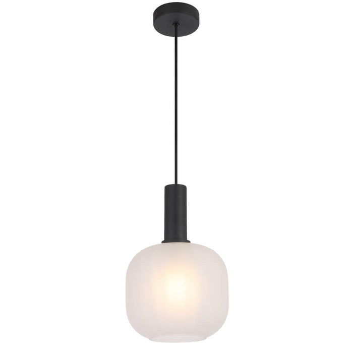 AOSTA: Black Modern 1 Light Frosted Glass Pendant Light (Available in 13cm, 15cm & 20cm)