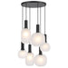 Telbix AOSTA: Black 6 Light Modern Frosted Glass Pendant Light