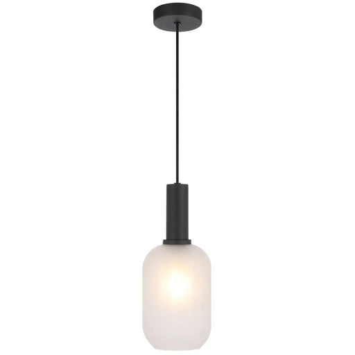 Telbix AOSTA: Black Modern 1 Light Frosted Glass Pendant Light (Available in 13cm, 15cm & 20cm)