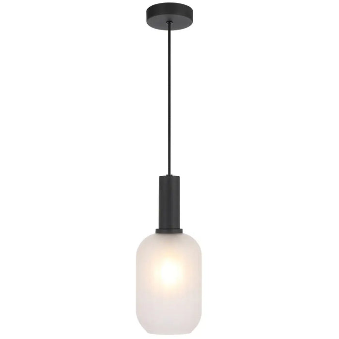 Telbix AOSTA: Black Modern 1 Light Frosted Glass Pendant Light (Available in 13cm, 15cm & 20cm)