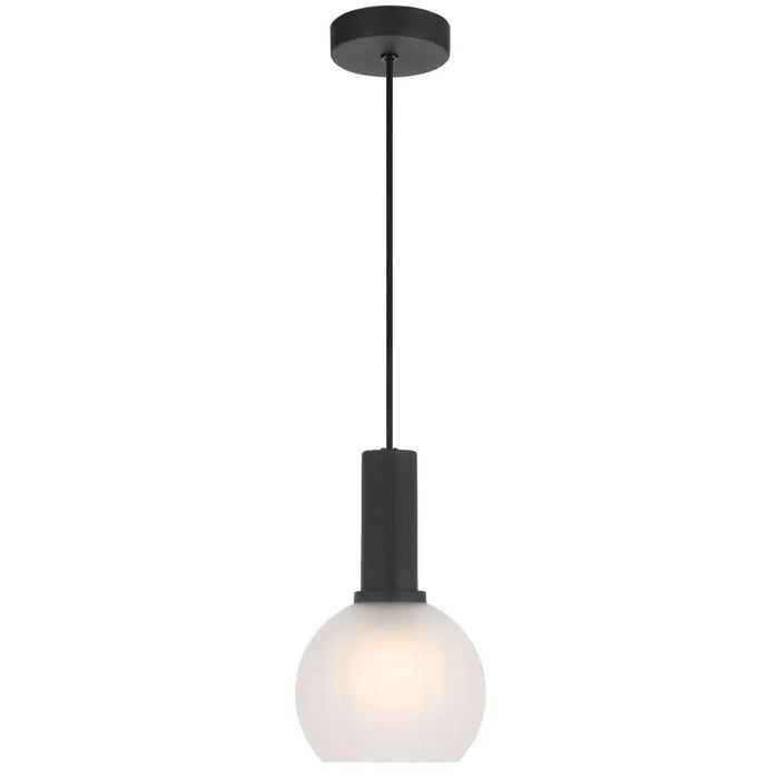 AOSTA: Black Modern 1 Light Frosted Glass Pendant Light (Available in 13cm, 15cm & 20cm)