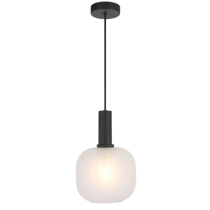 AOSTA: Black Modern 1 Light Frosted Glass Pendant Light (Available in 13cm, 15cm & 20cm)