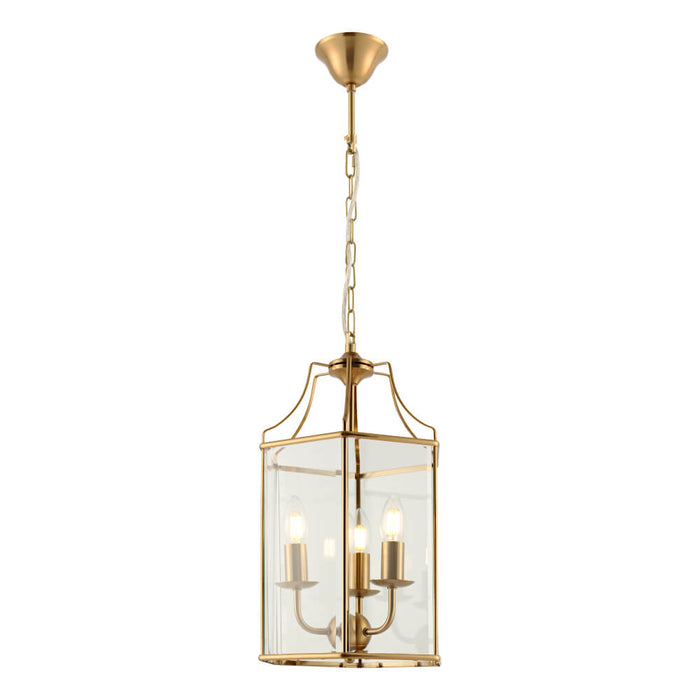 ARCADIA: Traditional Gold Finish Pendant with Clear Bevelled Glass (Available in 1 Light, 3 Light & 6 Light)