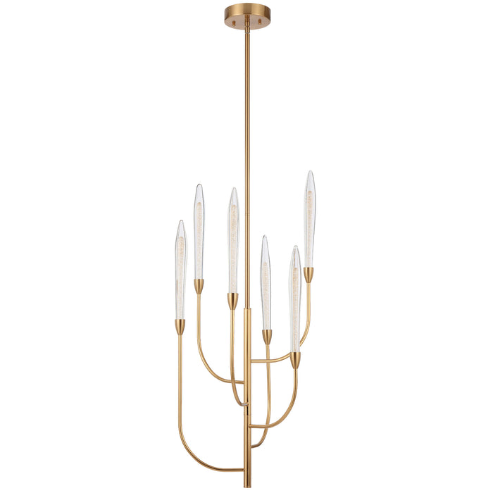 Telbix ARCHER: 6 Lights Elegant Pendant Light Featuring Hand-made Gold Leaf Arms