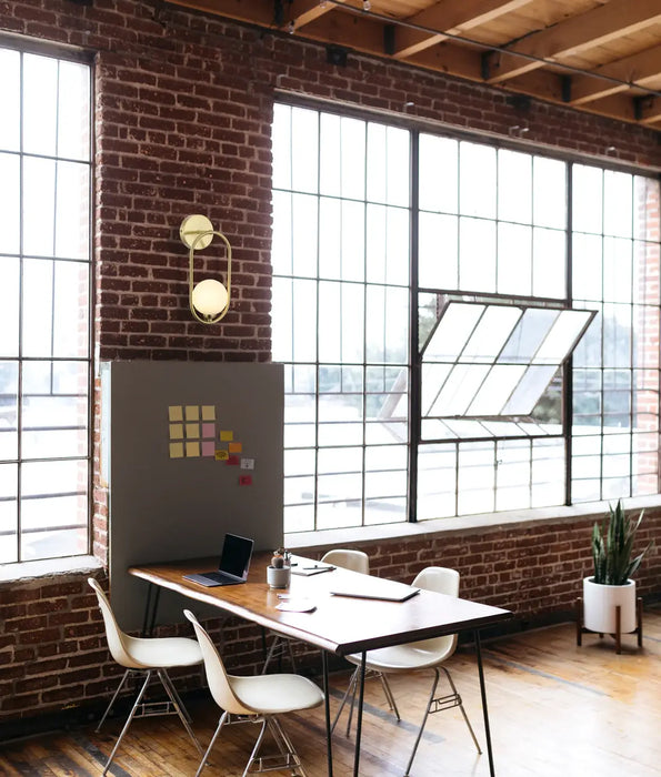 ARO: Round Opal Glass with Satin Gold Frame Interior Wall Light