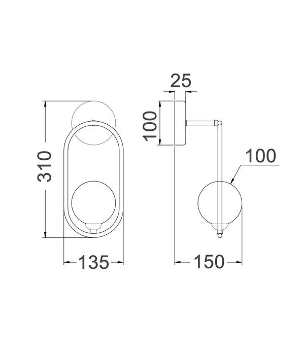 ARO: Round Opal Glass with Satin Gold Frame Interior Wall Light