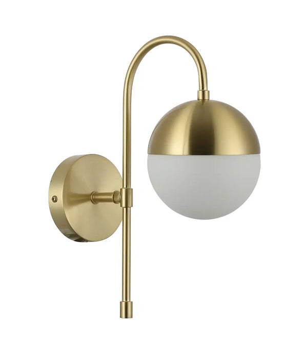CLA ARO: Round Opal Glass with Satin Gold Bracket Interior Wall Light