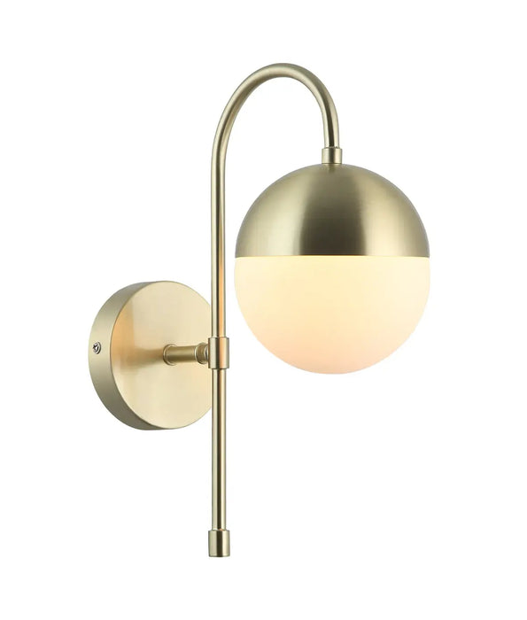 ARO: Round Opal Glass with Satin Gold Bracket Interior Wall Light