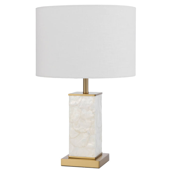 Telbix ARTIZO: White Modern Elegant Table Lamp with Crafted Capiz Shell Base