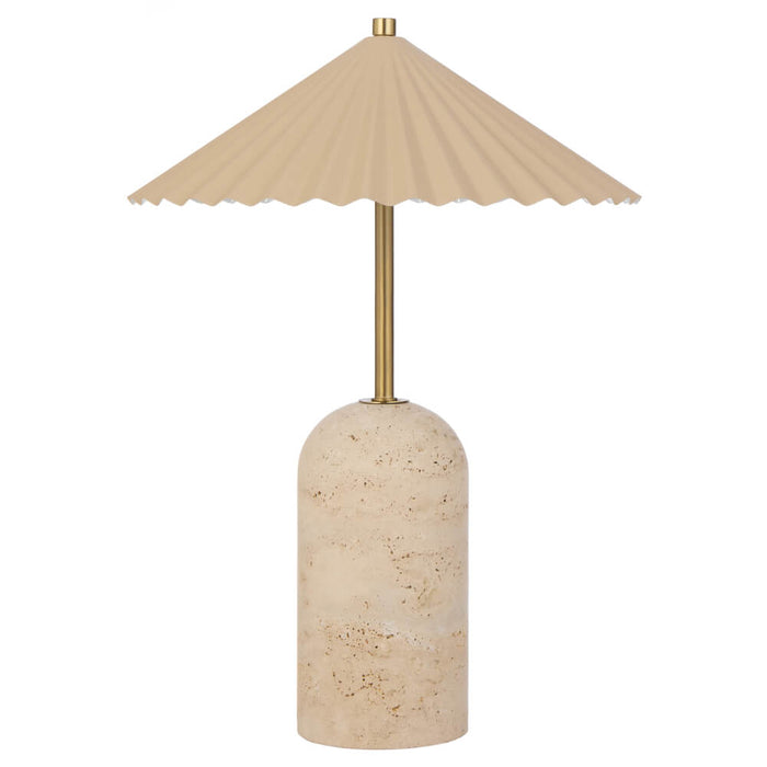 ARVANE: LED Table Lamp with Travertine Base (Available in Beige & Black)