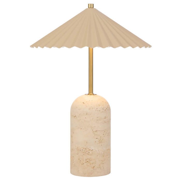 ARVANE: LED Table Lamp with Travertine Base (Available in Beige & Black)