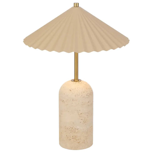 Telbix ARVANE: LED Table Lamp with Travertine Base (Available in Beige & Black)
