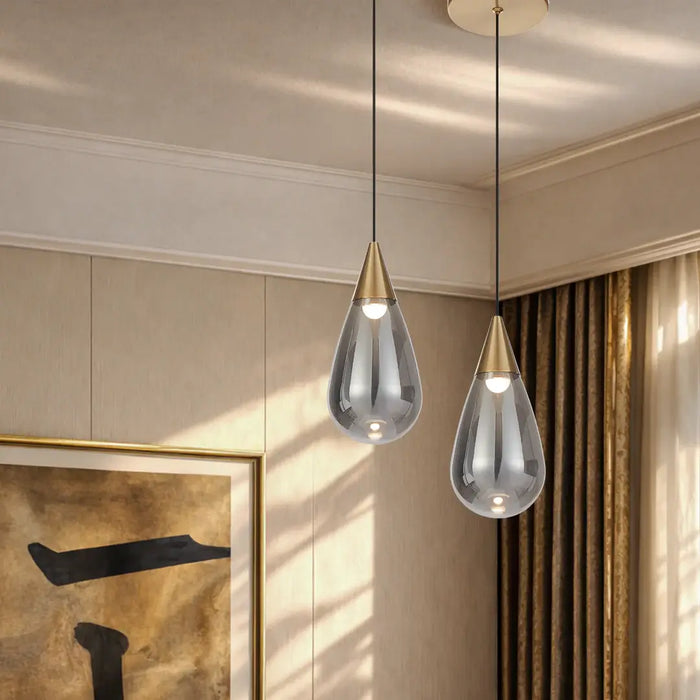 ATICO: Minimalist 1 Light Glass Pendant Light (Available in Smoke & Champagne)