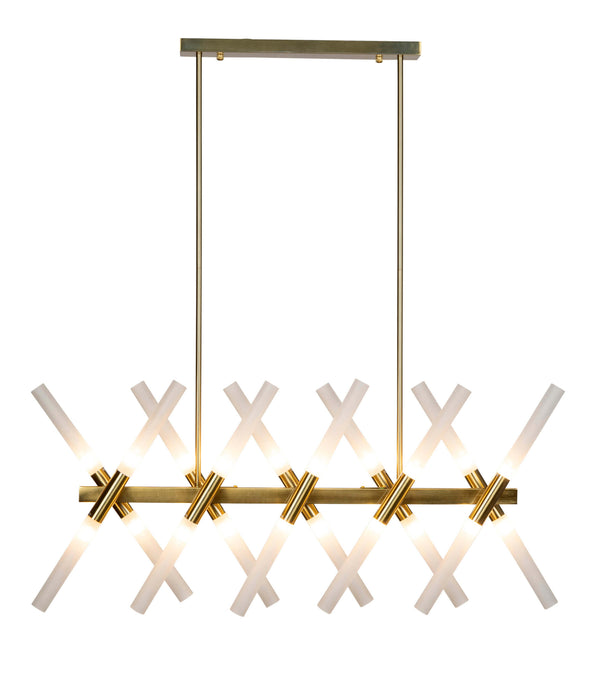 AULDANA: Linear Aluminium Pendant Light with Frosted Glass Diffuser (Available in 20 Light & 24 Light, Black & Gold)