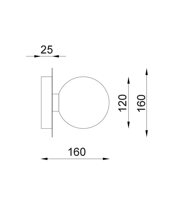 BALLE: Interior Wall Lights with Round Opal Diffuser and Oblong/Round Base (Available in Black, Gold or White)