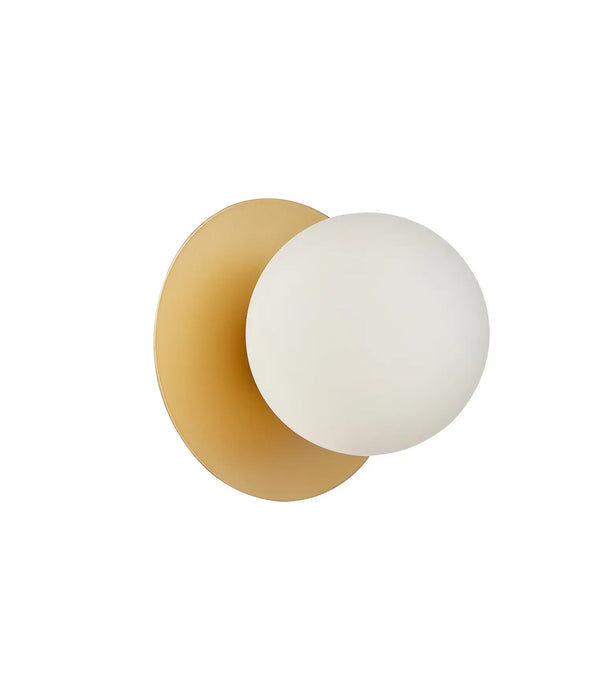 BALLE: Interior Wall Lights with Round Opal Diffuser and Oblong/Round Base (Available in Black, Gold or White)