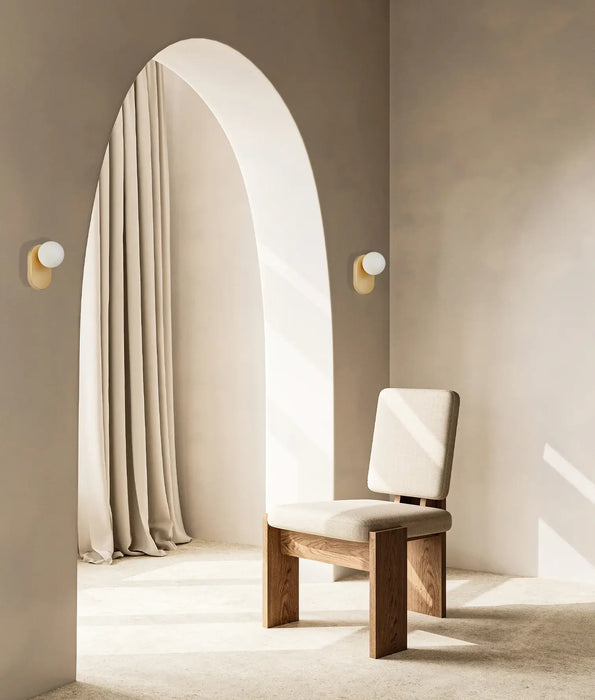 BALLE: Interior Wall Lights with Round Opal Diffuser and Oblong/Round Base (Available in Black, Gold or White)