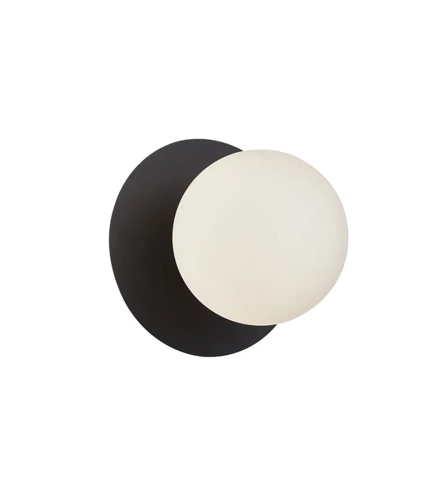 BALLE: Interior Wall Lights with Round Opal Diffuser and Oblong/Round Base (Available in Black, Gold or White)