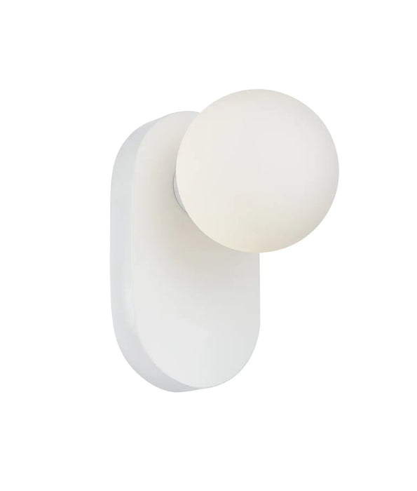 BALLE: Interior Wall Lights with Round Opal Diffuser and Oblong/Round Base (Available in Black, Gold or White)