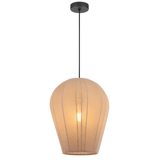 Telbix BIRGET: Metal Pendant Light with Elastic Fabric Shade (Available in Grey & Brown)