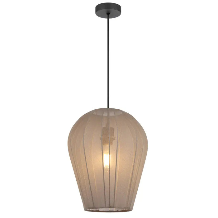 BIRGET: Metal Pendant Light with Elastic Fabric Shade (Available in Grey & Brown)