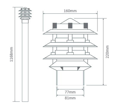 BL-100 Bollard Head C/W 1M Post