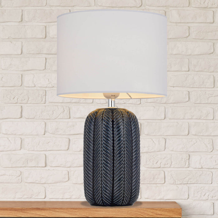 BOKEM: Modern Ceramic Table Lamp with Drum Shade